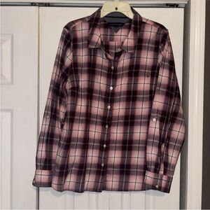 Tommy Hilfiger plaid long sleeve shirt burgundy and pink size XL